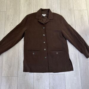 Vintage women Talbots brown oversized jacket fall blazer 100% silk size 8‎